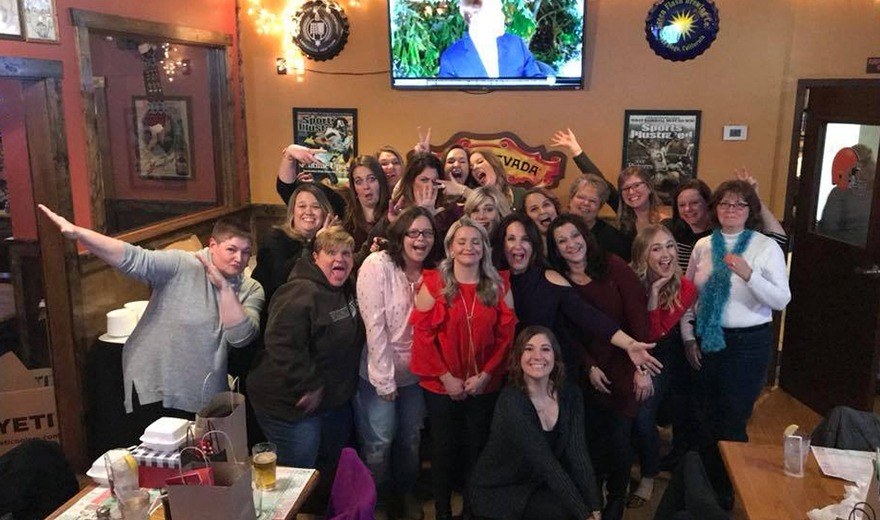 Team members at a restaurant together