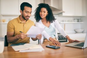 couple looking at some papers together